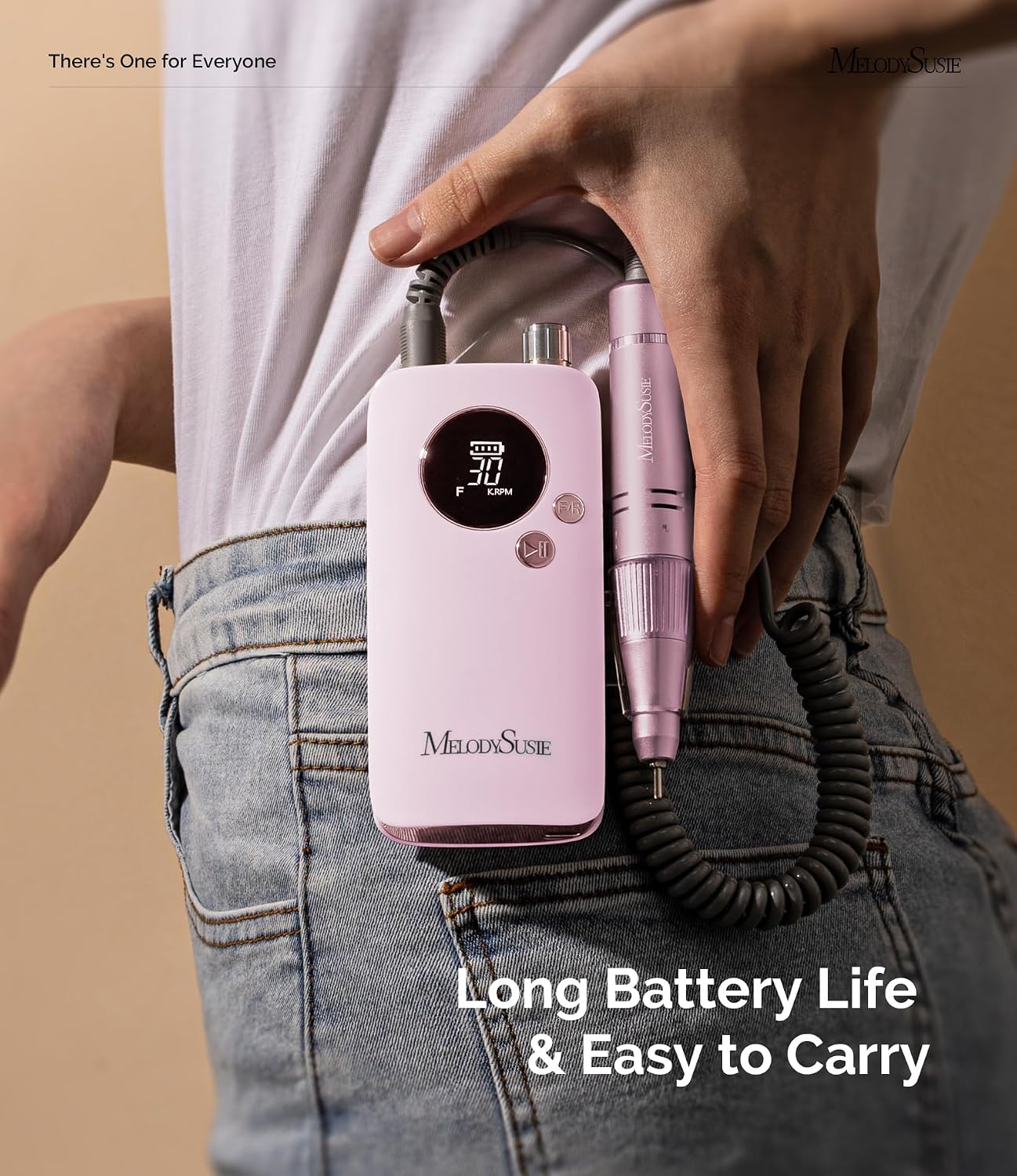 MelodySusie SC320F clip-on rechargeable nail drill pastel pink handheld unit - 2