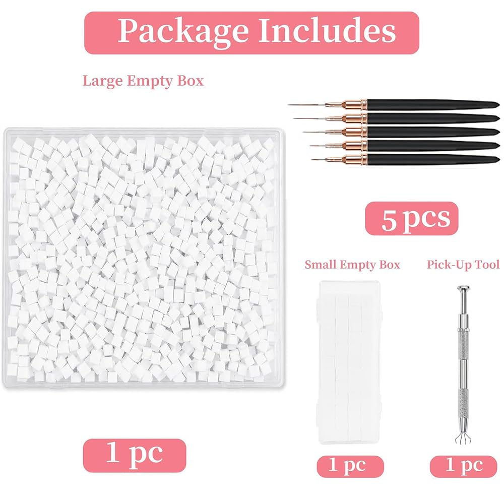 Aodada 400-piece mini disposable nail sponges and five fine liner brushes kit with pick-up tool and storage box - 3