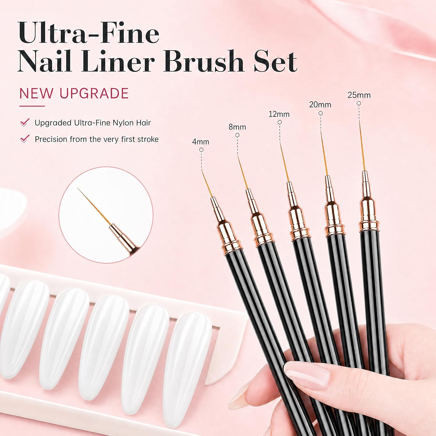 Aodada 400-piece mini disposable nail sponges and five fine liner brushes kit with pick-up tool and storage box - 4