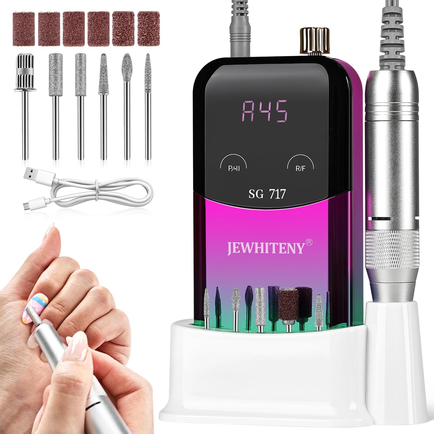 Portable Rechargeable Nail Drill — 45000RPM Professional