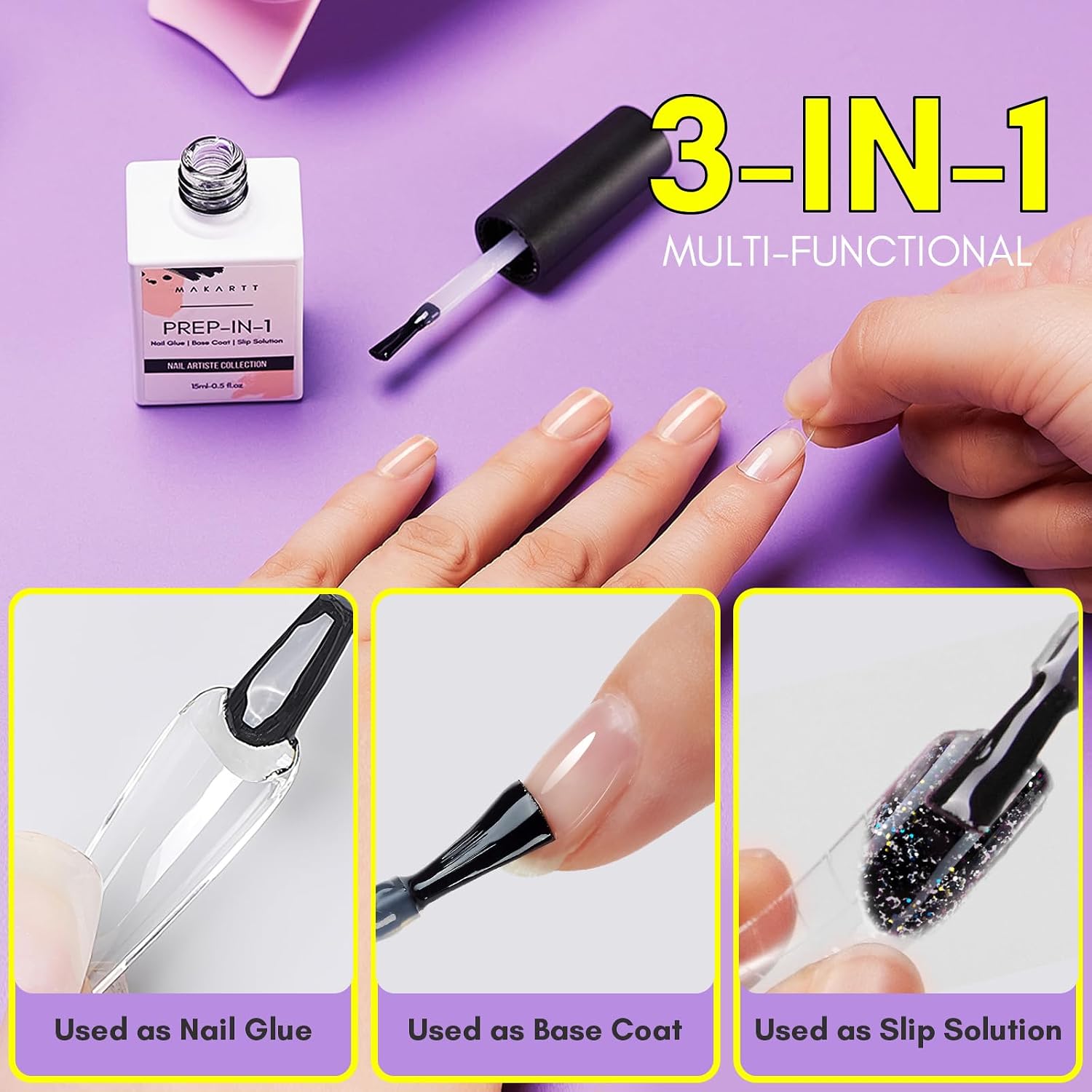 Makartt clear 15ml UV gel nail glue bottle with brush cap - 4