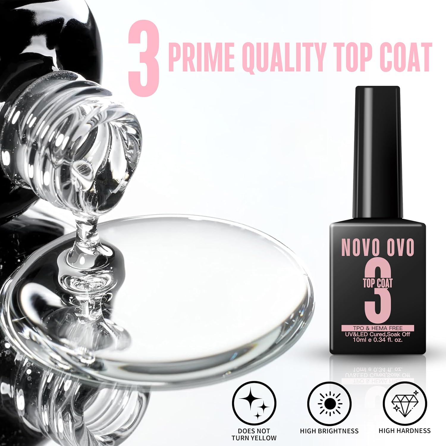 NOVO OVO UV nail glue builder gel pink bottle 2-in-1 - 3
