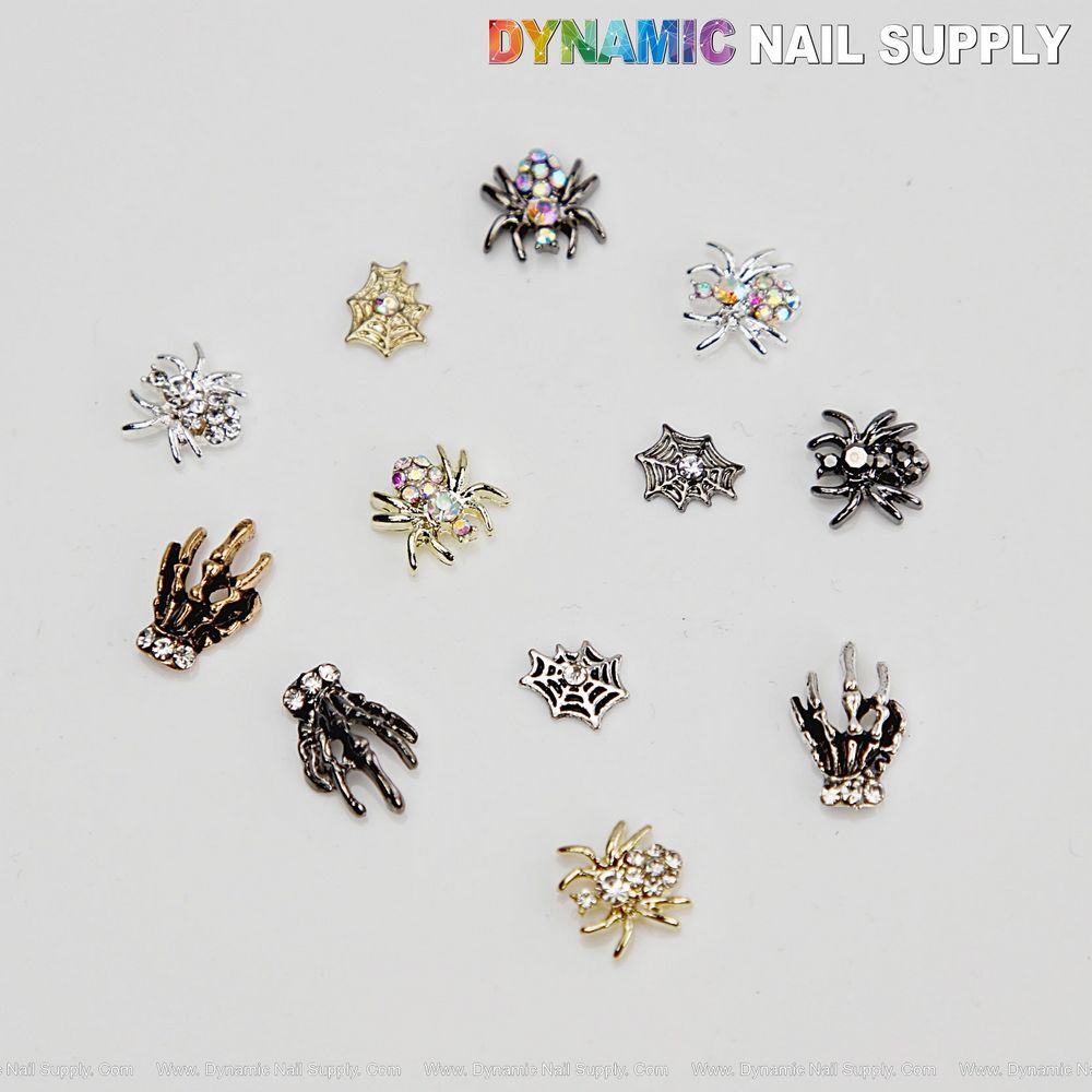 3D spider skull nail charms - 2