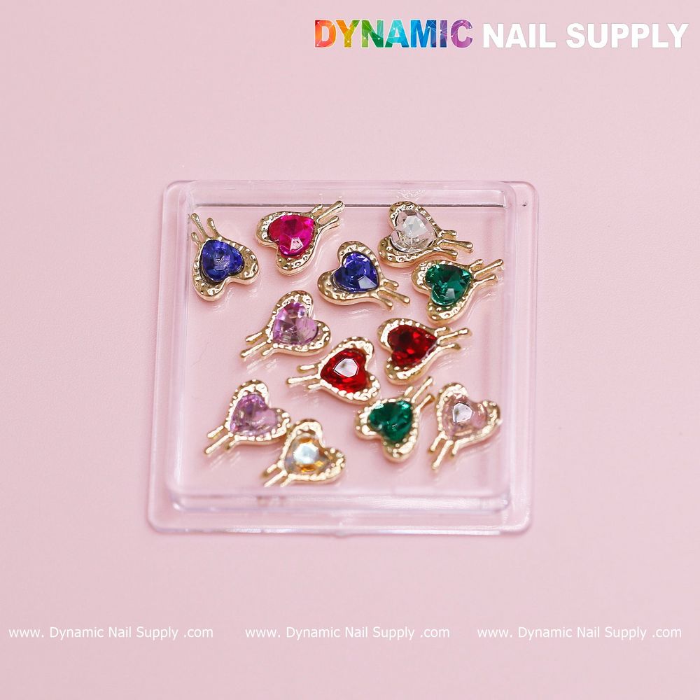 bleeding heart nail charms gold edge - 2