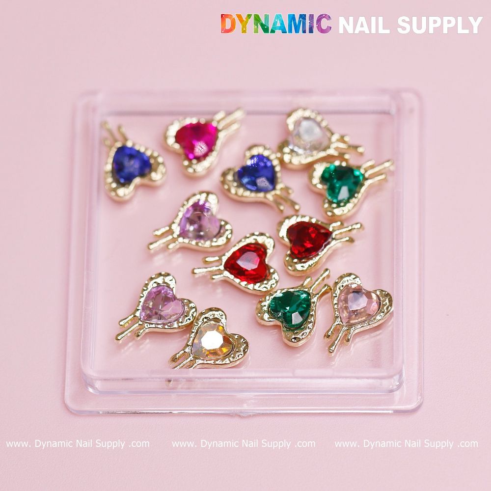 bleeding heart nail charms gold edge - 3