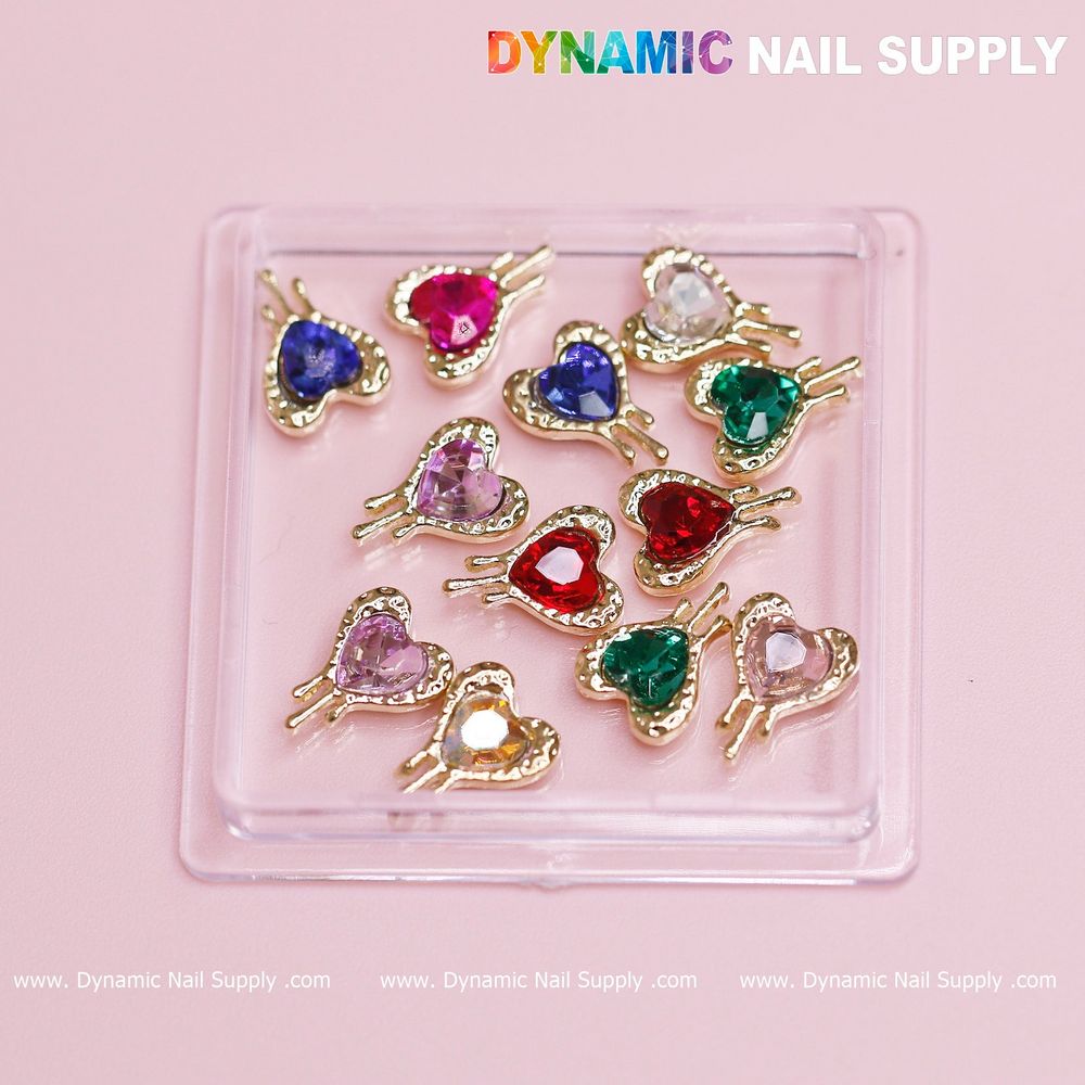 bleeding heart nail charms gold edge - 4