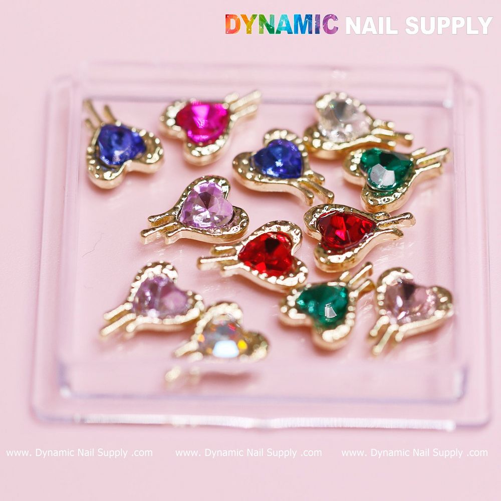 bleeding heart nail charms gold edge - 5