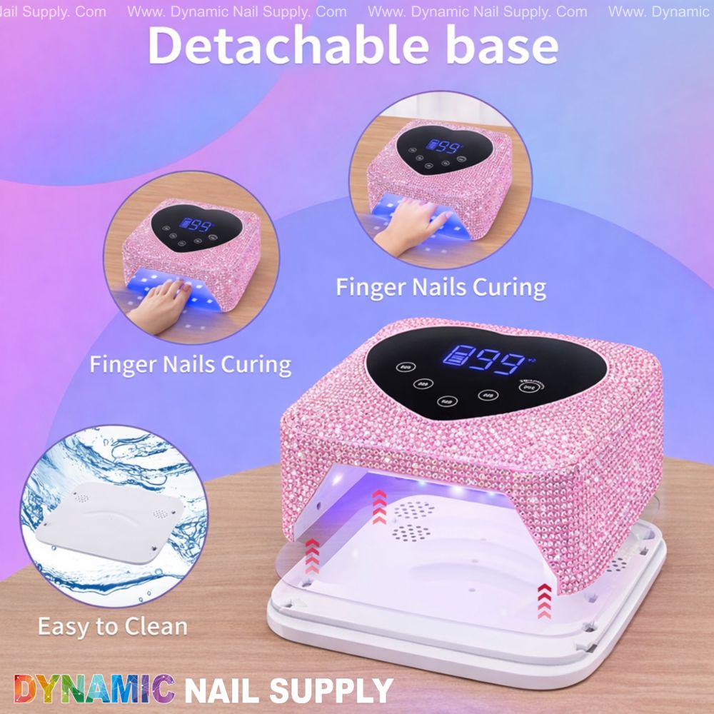 silver rhinestone cordless nail lamp - 3