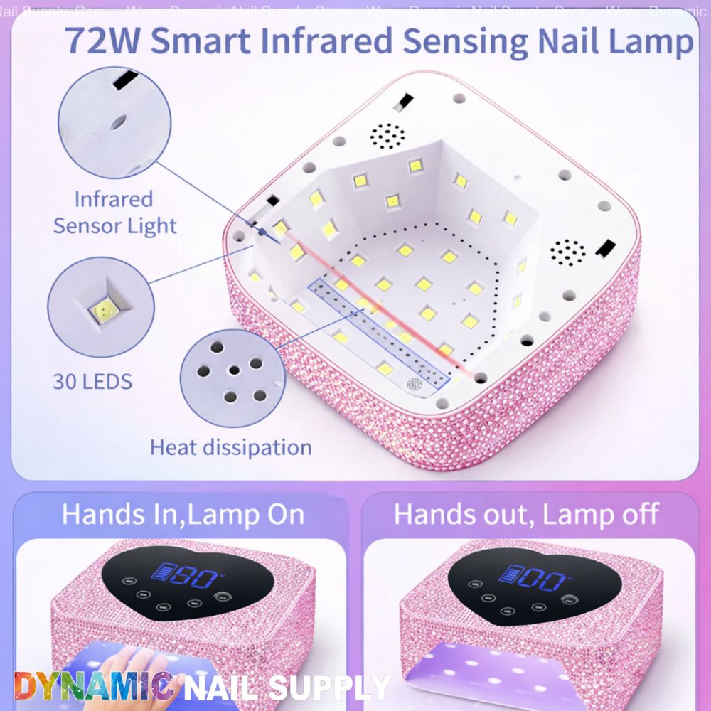silver rhinestone cordless nail lamp - 6