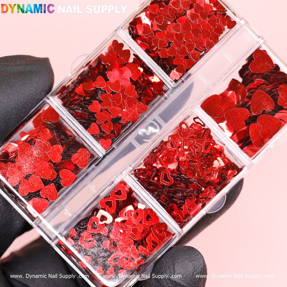red metallic heart sequins mix case - 2