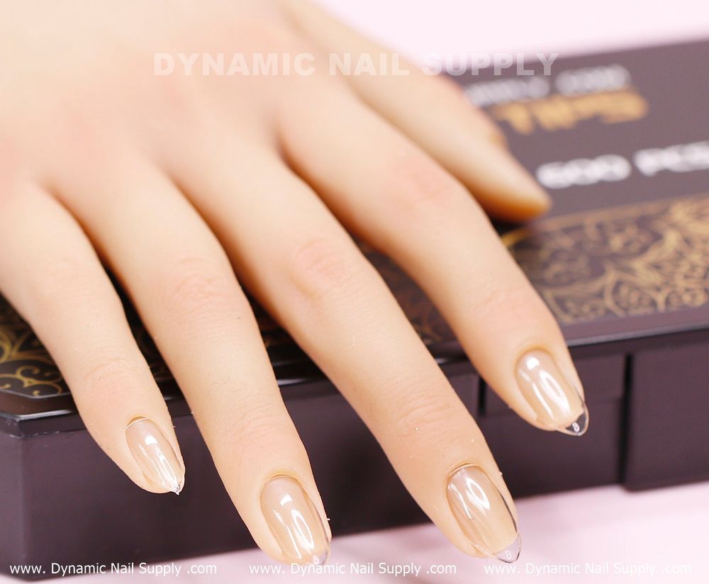 Clear short almond gel tips box - 10