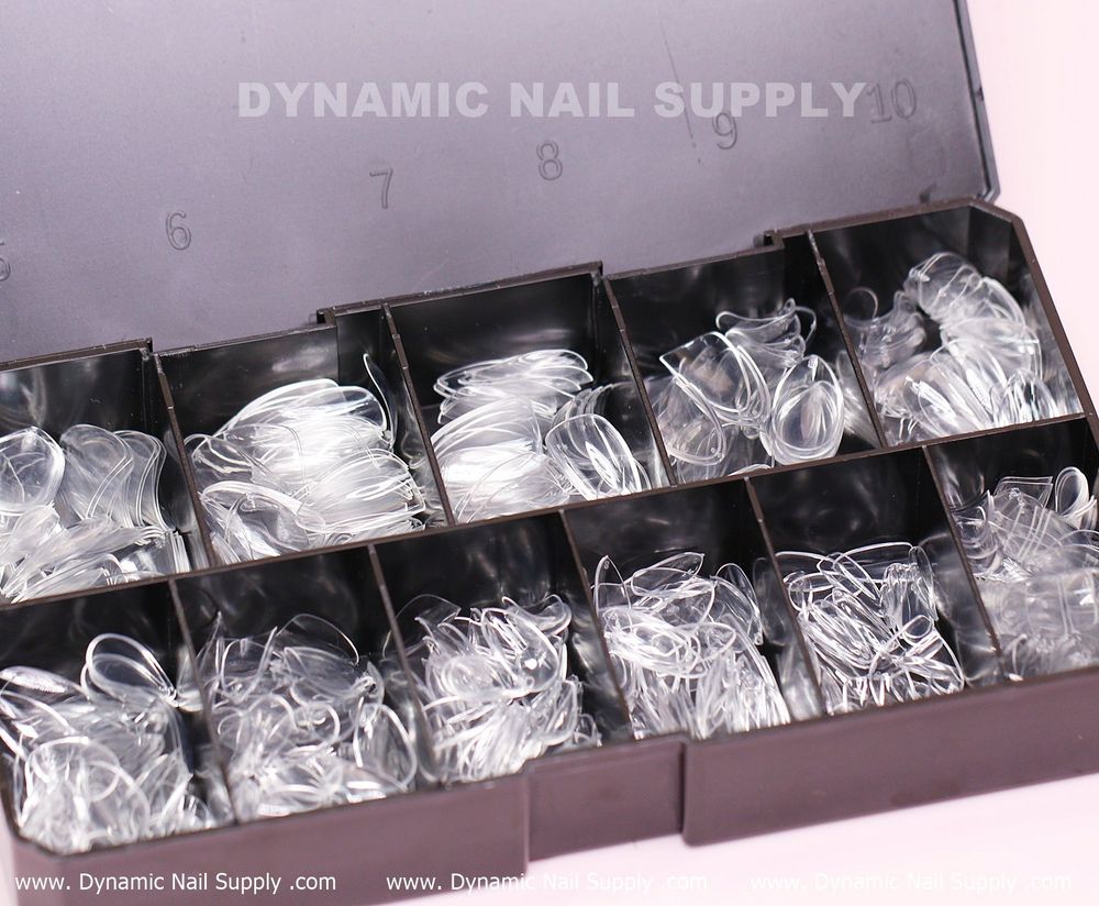 Clear short almond gel tips box - 2