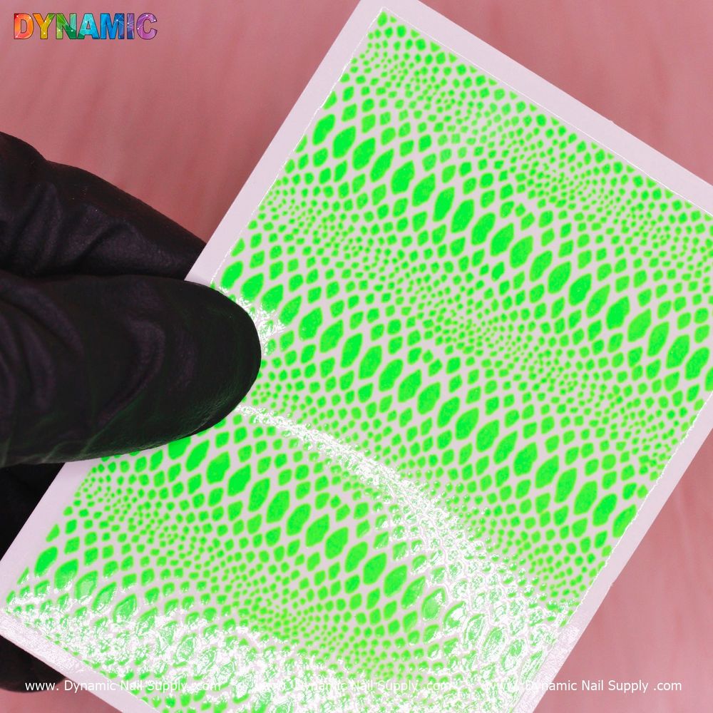 neon green snake skin nail decal - 2